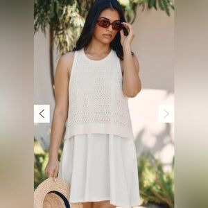 Anthropologie Daily Practice Twofer Sweater Knit Mini Dress Cream Medium Boho